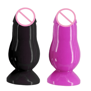 This is an image of Extreme Dilation Anal Silicone Dildo in sleek black color with a strong suction cup base.