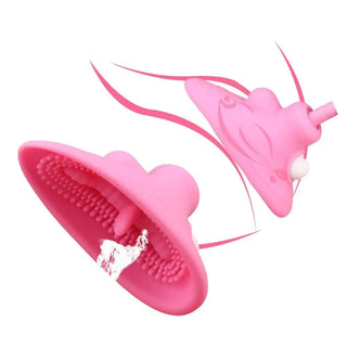 Observe an image of Fancy Pink Clitoral Pump displaying its elliptical silicone cup for maximum comfort.