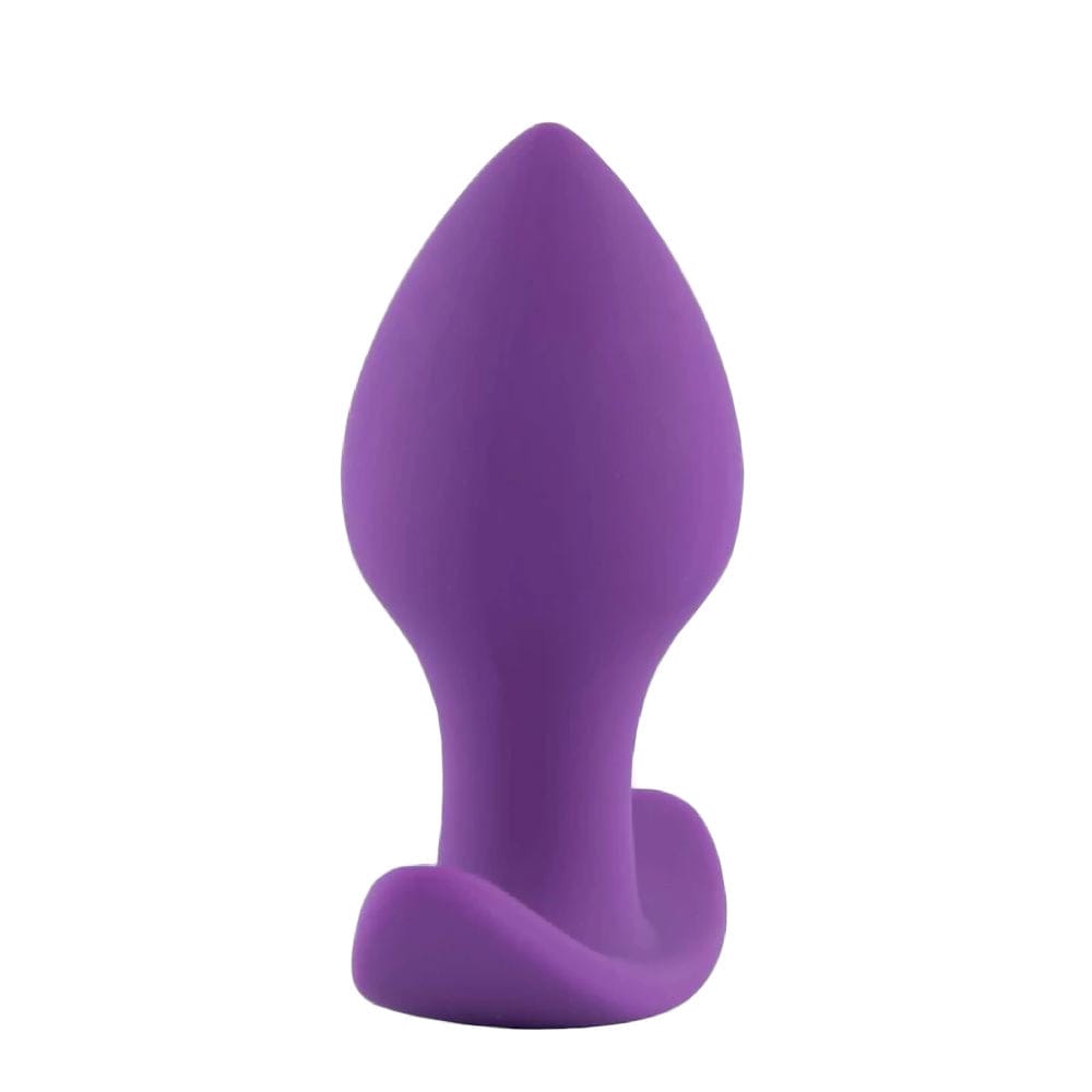 A photo of a petite and pleasurable purple silicone beginner butt plug.
