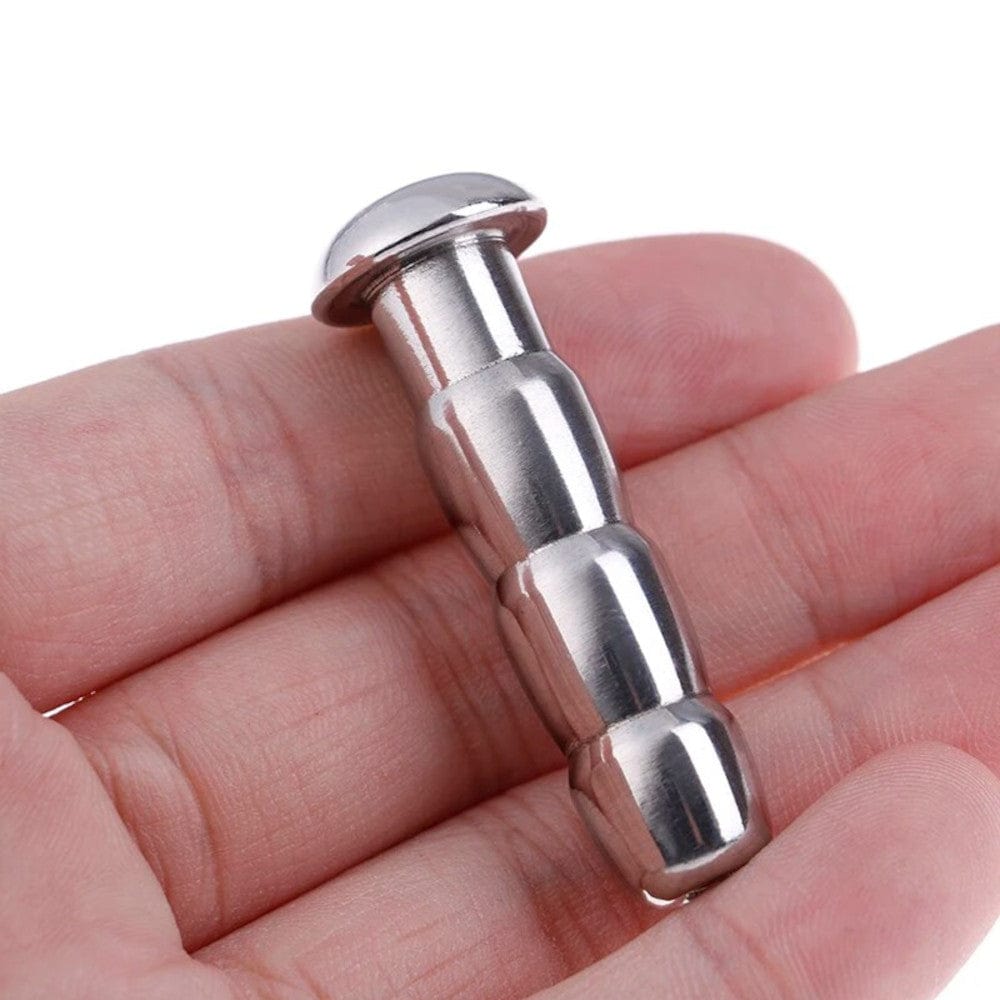Ribbed stainless urethral dilator penis plug with hollow design for titillating pleasure