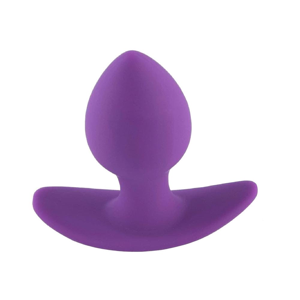 Feast your eyes on an image of a comfortable and enjoyable purple silicone butt plug.
