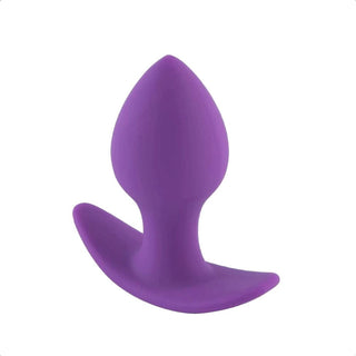 A picture of a sleek and petite purple beginner butt plug crafted from soft silicone.