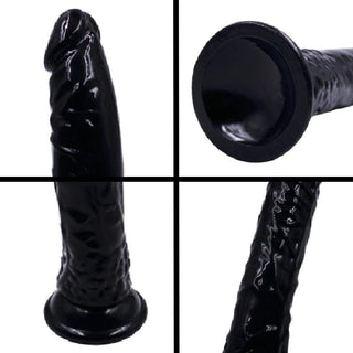 The 8.46 full length and 7.48 insertable length of the Strap On Delight Realistic Black With Suction Cup dildo.