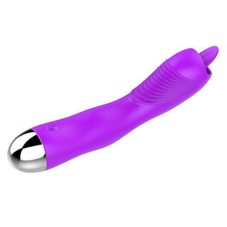 This is an image of a vibrant Go Deeper Clit Oral G-Spot Stimulator in mysterious purple