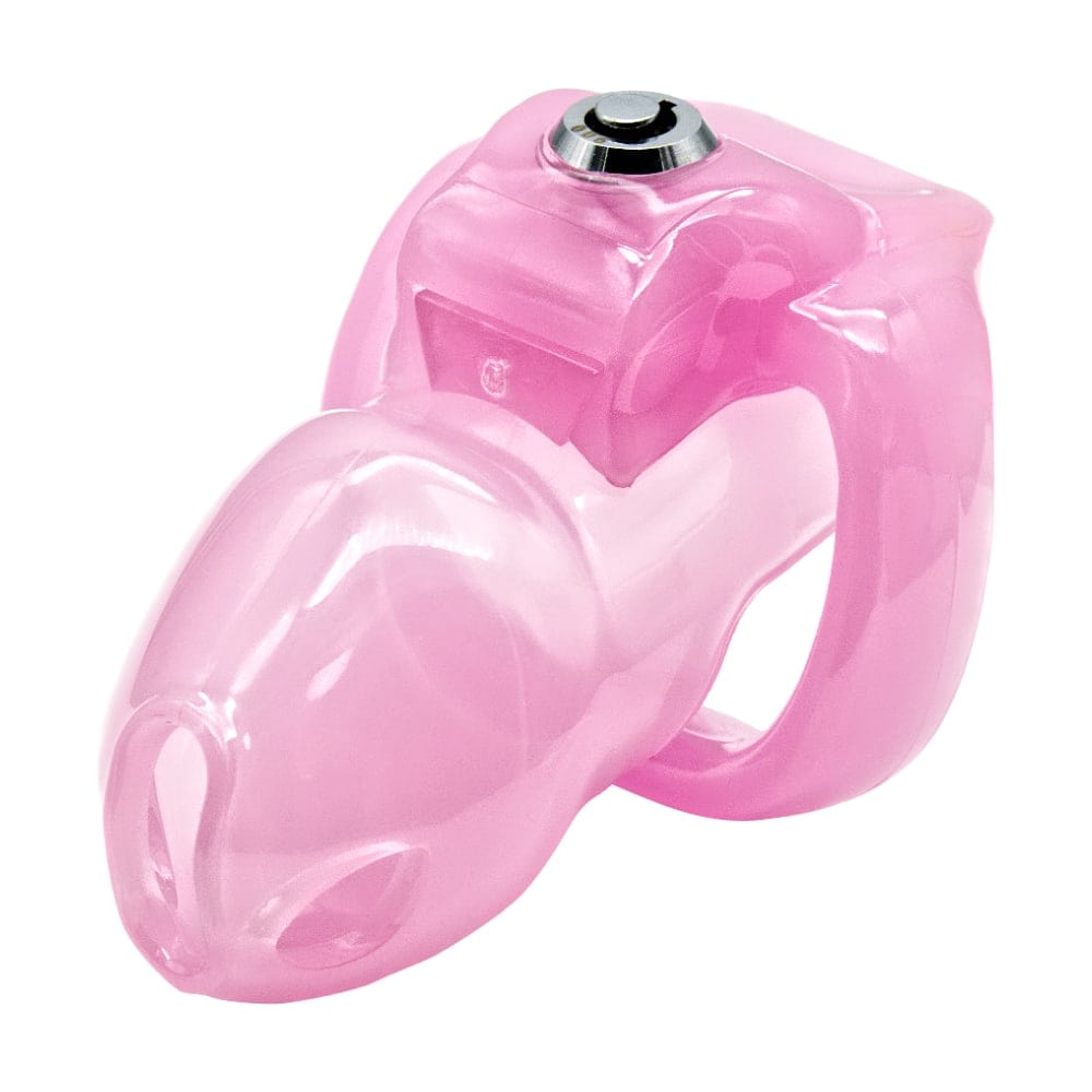 Pink Silicone Clit Sissy Chastity Cage Holy Trainer V5