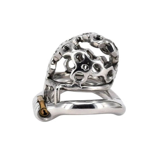 Here is an image of a male chastity device, crafted from high-quality stainless steel for safe and sensual play.