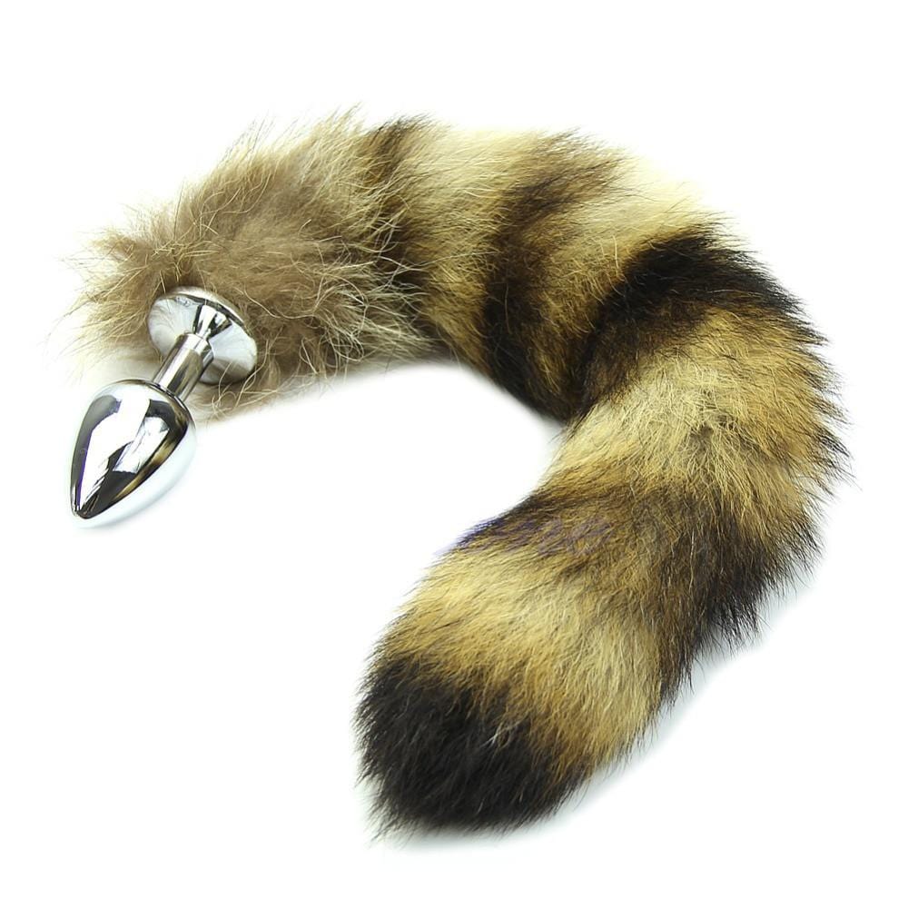Sexy Faux Steel Raccoon Tail Plug 14 Inches Long