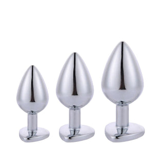 This is an image of the 3-piece anal training kit with stainless steel plugs and acrylic crystal handles for exploring new levels of sensual pleasure.