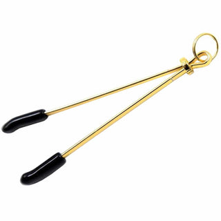 Feast your eyes on an image of Golden Nipple Clamps for Couples, designed to heighten sensitivity and awaken senses, offering a journey of pleasure adjustable to your comfort level.