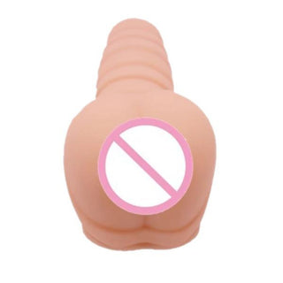 This is an image of Ribbed Silicone Penis Vibrator for Men highlighting its generous dimensions and ribbed texture.