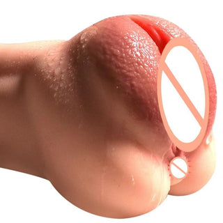 This image displays the ergonomic design of Pleasure Tunnel Realistic Pussy, ideal for a firm grip and smooth movement during solo play, featuring a waterproof feature for versatile use.