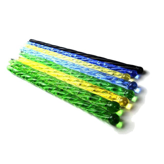 Pictured here is an image of Spiral Glass Beads Urethral Sounds Set with varying diameters from 0.19 inches to 0.47 inches.