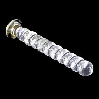 In the photograph, you can see an image of Large Beaded Glass Wand 10 Inch, featuring ten beautiful beads in a series for delightful sensations.