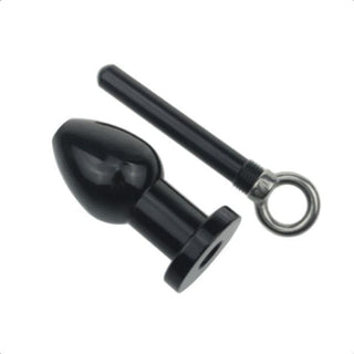 A non-porous and hypoallergenic metal plug in black, blue, or silver.
