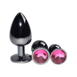 Take a look at an image of the metal butt plugs in small, medium, and large sizes for a unique experience.