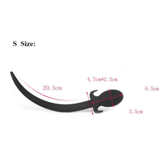 Check out an image of Black Rounded Silicone Dog Tail Plug 9 to 10 Inches Long with dimensions of 8.07 inches for the handle.