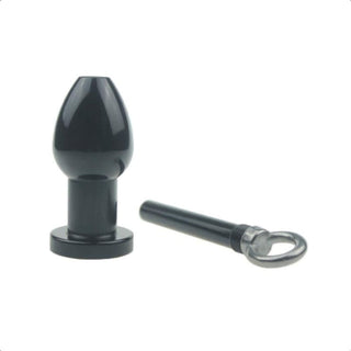A shower enema type metal plug suitable for intimate exploration.
