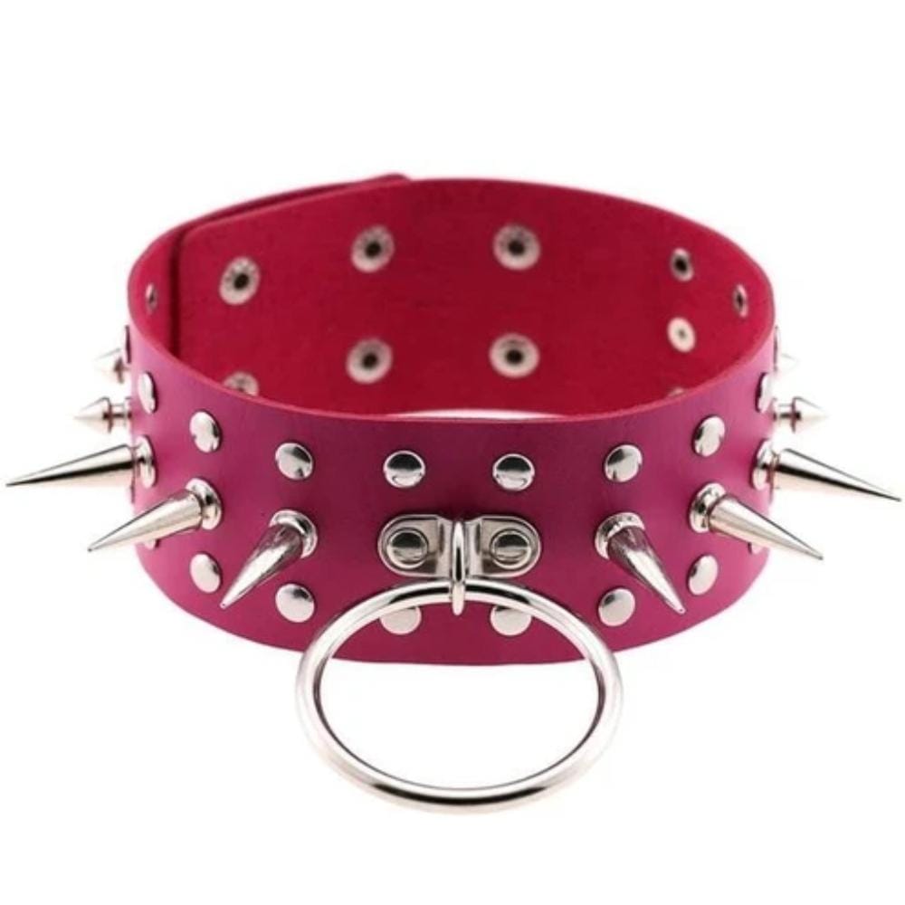 Here is an image of Spiked Multi-Color Collar in red color