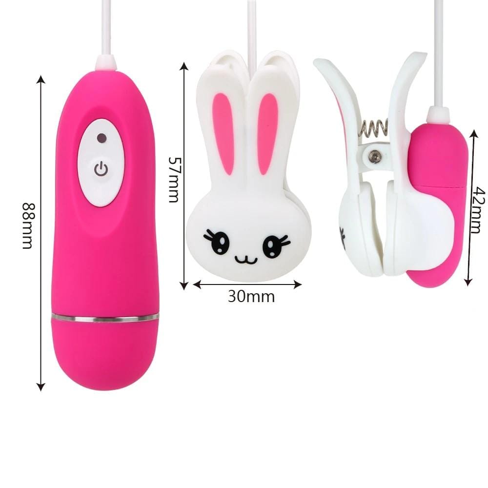 This is an image of Cute Bunny Vibrating Clamps, capturing the playful and alluring aesthetic of the intimate toy.
