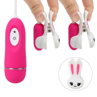 This is an image of Cute Bunny Vibrating Clamps, demonstrating the diverse vibration modes for heightened pleasure.