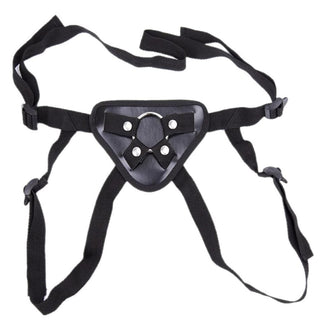 Observe an image of Flexible Silicone 7-Inch Black Strap On With Harness, featuring a luxurious design with adjustable strap-on harness for comfort and ease of use.