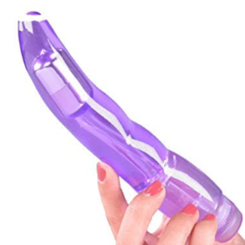 A close-up image of the 7.36 inches long and 1.18 inches wide Flexible Waterproof Jelly Dildo G-spot Vibrator.