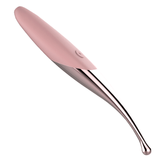 Here is an image of Mind-Blowing Nipple Toy Clit Suction Oral Tongue Vibrator Nipple Stimulator with curved round tip for targeted stimulation.