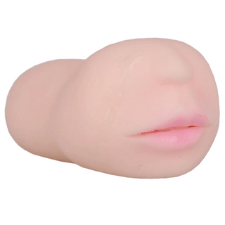 A seductive lips male stroker oral simulator in flesh color made of silicone, 5.91 inches in length and 3.15 inches in width.