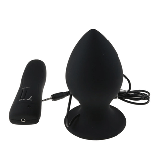 Observe an image of Super Big Vibrating Butt Plug Men Silicone 3.74 to 5.31 Inches Long in black and pink colors, crafted from medical-grade silicone.
