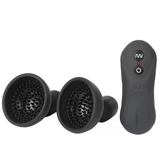 Presenting an image of Remote Controlled Vibrator 16-Speed Toy Tit Suckers with 16-speed remote control and bullet vibrators.