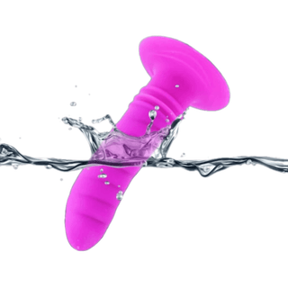 Ribbed silicone suction cup butt trainer image showcasing its hypoallergenic and non-toxic properties for safety.