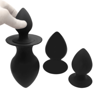 Black Chunky Silicone Butt Plug 2.95 to 4.92 Inches Long