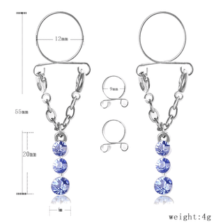 Fashionable faux nipple rings with silver clamps and blue jewels to add a spark of seduction to your intimate moments.