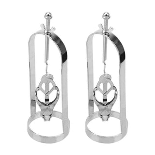 Torture Cage Nipple Stretchers with a length of 6.69 inches and a width of 2.50 inches, enhancing sensations.