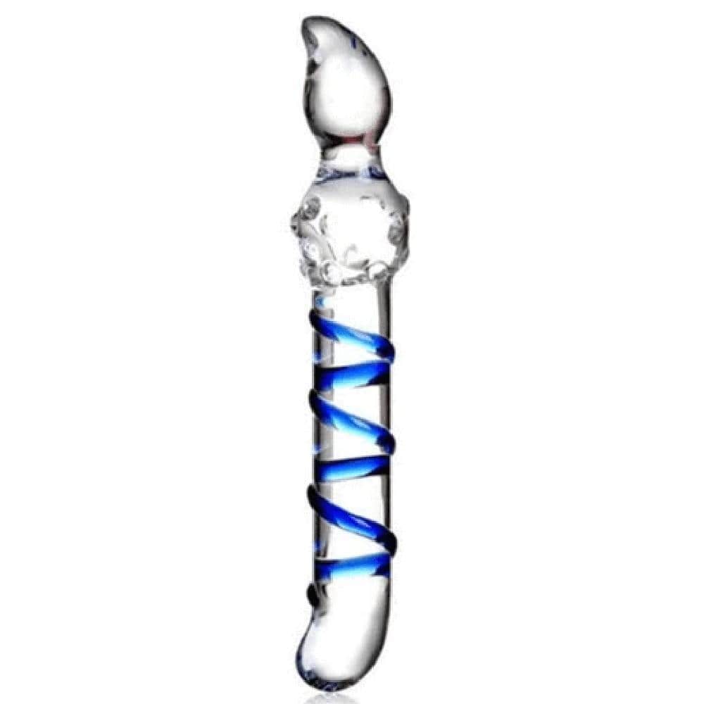 Blue Candy Cane Glass Anal Dildo - Lovegasm Blue Candy Cane Glass Anal Dildo - Lovegasm