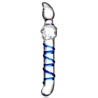 Blue Candy Cane Glass Anal Dildo - Lovegasm Blue Candy Cane Glass Anal Dildo - Lovegasm