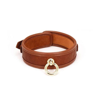 Premium Brown Designer S&M Choker Non O-Ring, crafted from supple brown leather for comfort and durability.