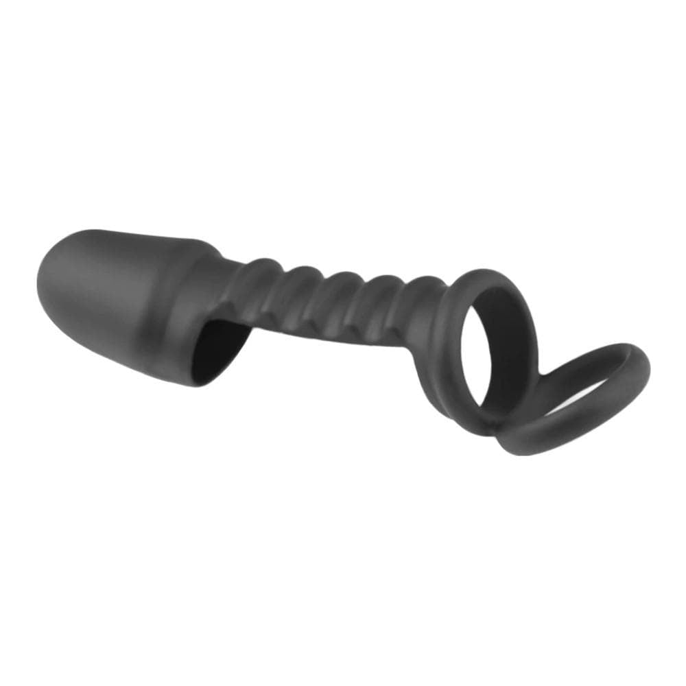 Black silicone cock ring for comfort and pleasure.