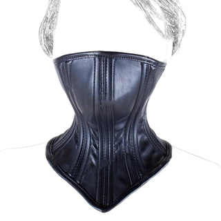 Pictured here is an image of Black Leather Mouth Corset Binder showcasing its elegant design and functionality.
