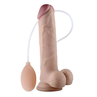 This is an image of a flesh-colored Cumming 8 Inch Dildo With Balls and Suction Cup with dimensions 7.99 length and 1.81 width.