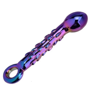 Colorful 7 Inch Masturbator Crystal Dildo with round glans and ribbed shaft for G-spot massage and intense stimulation.