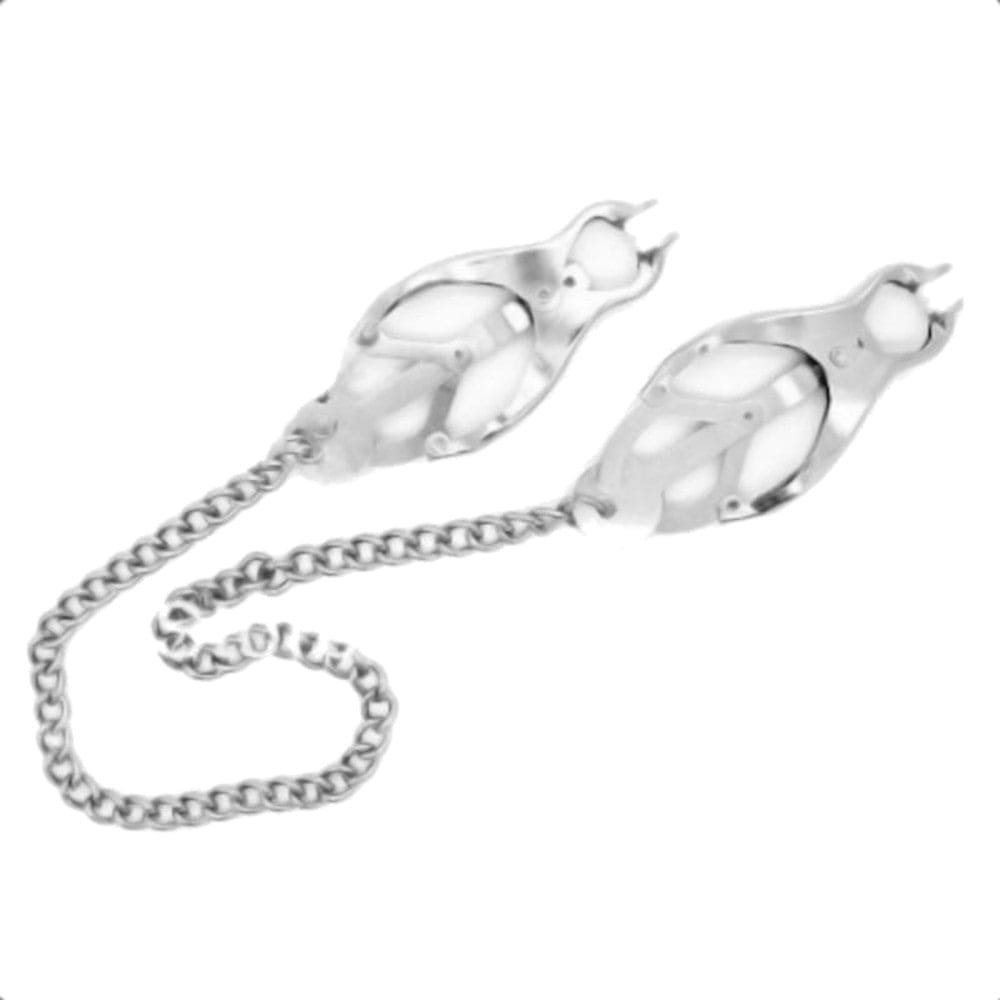 Chained Silver Butterfly Nipple Clamps showcasing exquisite butterfly-shaped details for heightened pleasure.