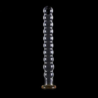 This is an image of Large Beaded Glass Wand 10 Inch, designed for deep penetration and explosive orgasms.