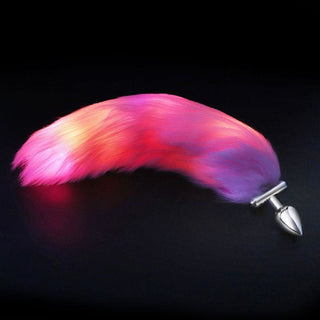 Image of LED Tail Plug showcasing the enchanting combination of stainless steel, faux fur, and LED light.
