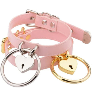 Here is an image of Sexy Playtime Fetish DDLG Collar in White-Silver color with heart-shaped lock.