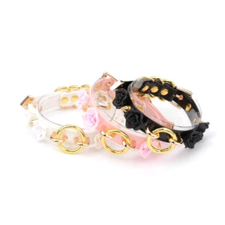 Observe an image of Dual Layer Elegant Choker Non-O Ring Style in black color with delicate flower embroidery.