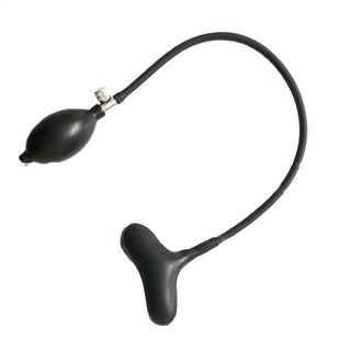 Feast your eyes on an image of Black Gag, a premium latex mouthpiece for BDSM plays, inflated to provide a unique sensation.