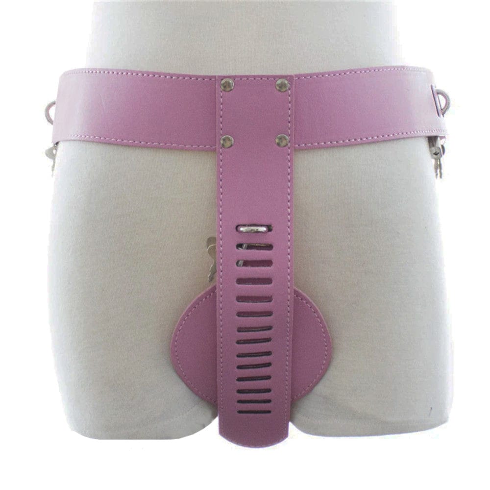 Pink PU Leather Chastity Underwear