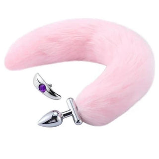 Flexible and Removable Fur Metallic Tail Butt Plug 17 Inches Long