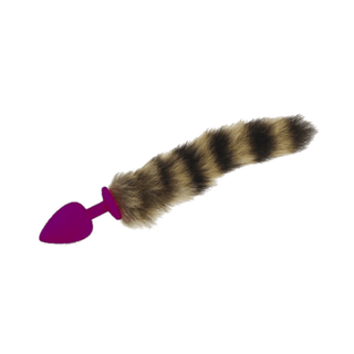 Feast your eyes on an image of the 3.6-inch silicone plug of Random Silicone Raccoon Tail Plug for safe and comfortable anal play.